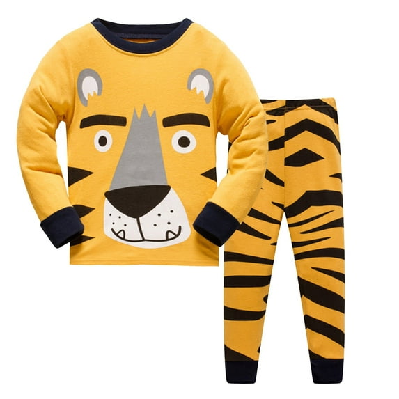 Gubotare Pajamas for Girls Set Baby Girls' Pajama Set - 2 Piece Rib Knit Sleepwear Shirt and Jogger Pants Size 4T 5T (Orange,4-5 Years)