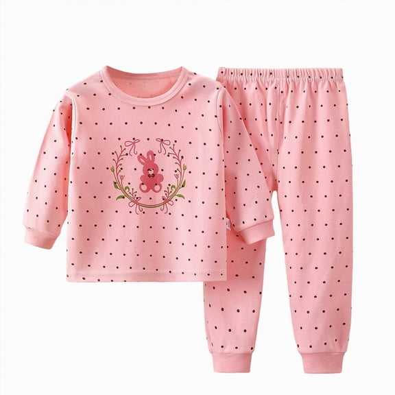 Gubotare Pajamas for Girls Two Piece Kids Unisex Girls & Boys Soft Comfy Shirring Sleepwear Pajamas 2pcs Set 5T 6T (Pink,5-6 Years)