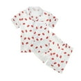 thumbnail image 1 of Gubotare Pajamas for Kids 2Pcs Toddler Baby Boy Girl Summer Pajamas Set Short Sleeve Shirt and Shorts,White 9-10 Years, 1 of 8