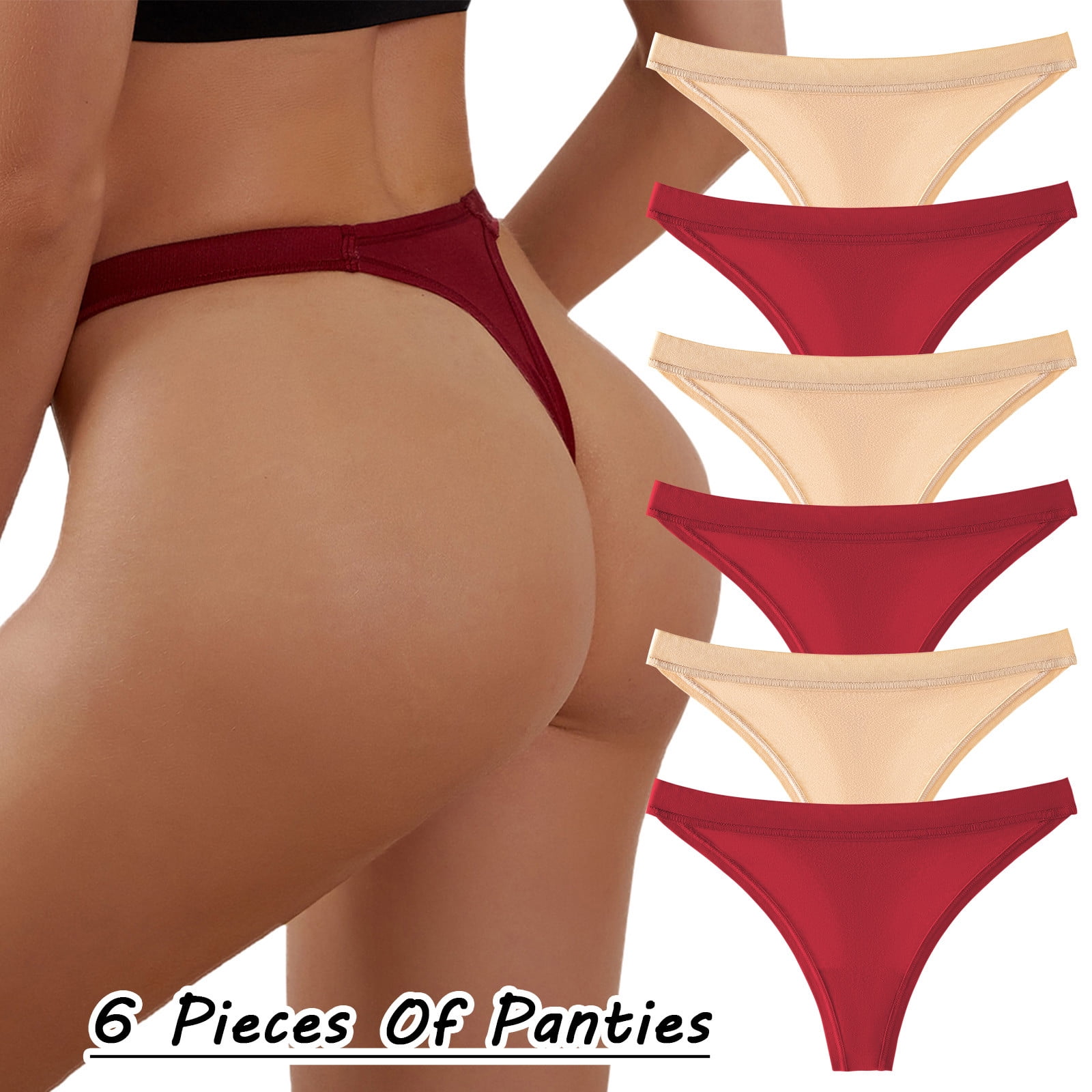 Gubotare Women Panties Thong Womens Underpants Comfort Low Rise Soft T Back  G String Panties Panties,PK2 L 