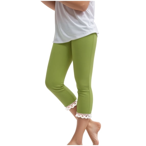 Gubotare Pants for Girls Girls Athletic Capri Leggings, Kids Yoga Pants with Pockets, Teen Girls Stretch Dance Running Workout Pants (Green,Size 10-11 Years)