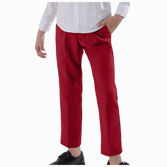 Gubotare Pants for Boys Slim Boys Pull-On Relaxed Fit School Uniform Pant Size 12-13 (Wine,12-13 Years)