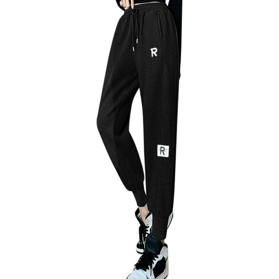 Gubotare Pants for Women Casual Drawstring Elastic High Waist Straight Leg Pants Loose Comfy Trousers with Pockets (Black,XXL)
