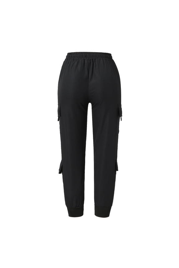 Pants for Women Women's Smocked Waist Harem Hippie Boho Yoga Casual Pants (Black,L)