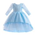thumbnail image 1 of Gubotare Party Dress for Girls Long Sleeve Dress with Slit Square Neck Flower Girl Dresses for Wedding Long Formal Party Dress (Sky Blue,Size 8-9 Years), 1 of 9