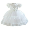 thumbnail image 1 of Gubotare Party Dress for Girls Toddler Baby Girl Tutu Tulle Dress Puff Sleeve Fluffy Cute Party Sundress (White,Size 18-24 Months), 1 of 8