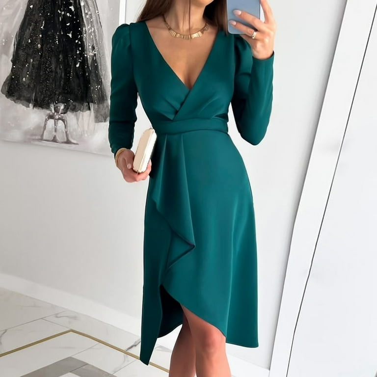 Sexy Deep V-Neck Long Sleeve Irregular Sweater