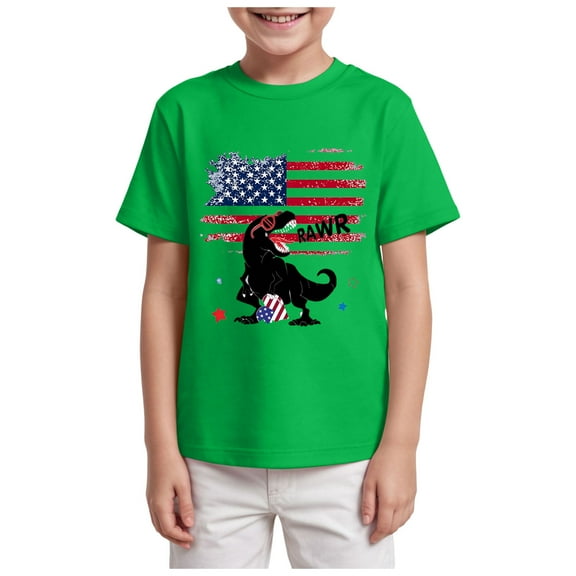 Gubotare Patriotic Shirts for Boys Boys T-Shirt 3D Graphic Tee Shirt Kids Truck Tractor Game Cool Funny Print Summer Tops (Green,Size 2-3 Years)