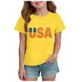 thumbnail image 1 of Gubotare Patriotic Shirts for Girls Toddler Girls Short Sleeve Summer Tops Graphic T Shirt (Yellow,Size 13-14 Years), 1 of 4