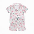 thumbnail image 1 of Gubotare Pjs Girls Girls Pajamas Set Bow Satin Sleepwear Short Sleeve Jammies for Kids Button-Down Nightwear 18 24 Months (Light Pink,18-24 Months), 1 of 4