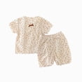 thumbnail image 1 of Gubotare Pjs Kids Girls Kids Toddler Baby Girl Pajamas Set Girls Roller Preppy Button Down Shorts Summer Pjs 6 12 Months (Brown,6-12 Months), 1 of 4