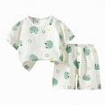 thumbnail image 1 of Gubotare Pjs Kids Silk Baby Girls Pajamas Summer Short Cartoon Two Piece Short Slevee Suit Girls Outfits Set 12 24 Months (Light Green,12-24 Months), 1 of 3