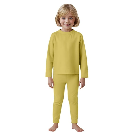 Gubotare Pjs for Boys Kids' Two-Piece Pajama Set - Long Sleeve & Elastic Waist Pants Size 5T 6T (Yellow,5-6 Years)
