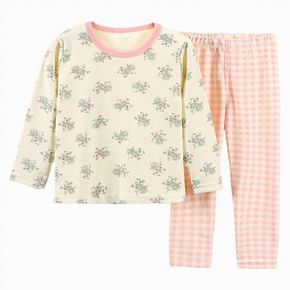 Gubotare Pjs for Girls Baby Girls Unisex Baby Thermal Long Underwear 2pc Set Size 7-8 (Light Pink,7-8 Years)