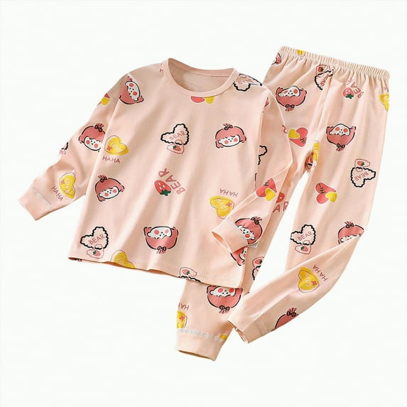 Gubotare Pjs for Girls Girls' Long Sleeve Top and Pants,2 Piece Pajama Set Size 13-14 (Pink,13-14 Years)
