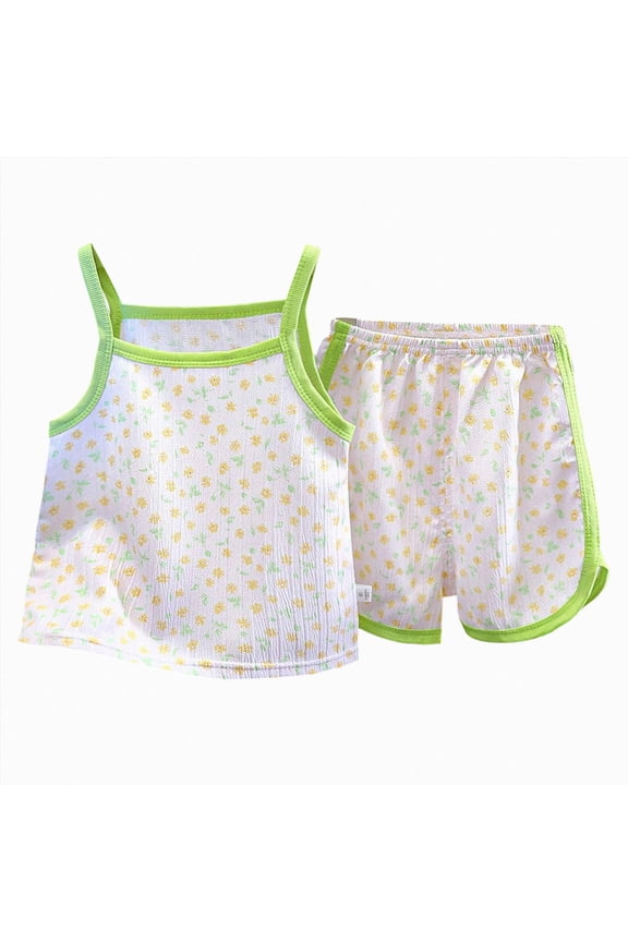Pjs for Toddler Girls Girls Pajamas Set 2 Piece Button Down Pjs Soft Ruffle Sleepwear Loungewear 6 12 Months (Green,6-12 Months)