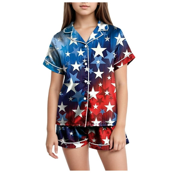 Gubotare Pjs for Toddler Girls Toddler Kids Soft Pajamas Tie Dye Short Summer Pjs 2pcs Set (Sky Blue,Size 4-5 Years)