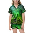 thumbnail image 1 of Gubotare Pjs for Toddler Girls Toddler Baby Girls Boys 2Pcs Pajamas Set Summer Short Sleeve Lapel Button Shirt Shorts Set Sleepwear,Green 6-7 Years, 1 of 3