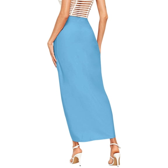 Gubotare Mini Skirts For Women Wear to Work Pencil Skirts for Women Elastic High Waist Wrap Front,Blue L