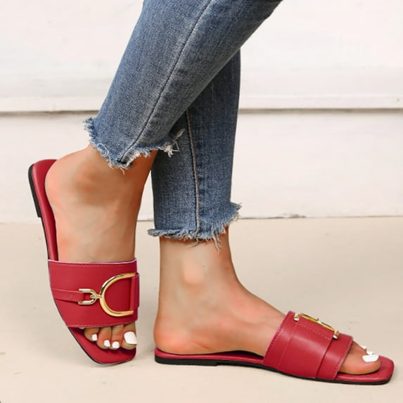 Gubotare Platform Sandals Slim Flip Flops for Women Shower Rubber Thong Sandals Comfortable Summer Beach Slip On Shoes,Red 8