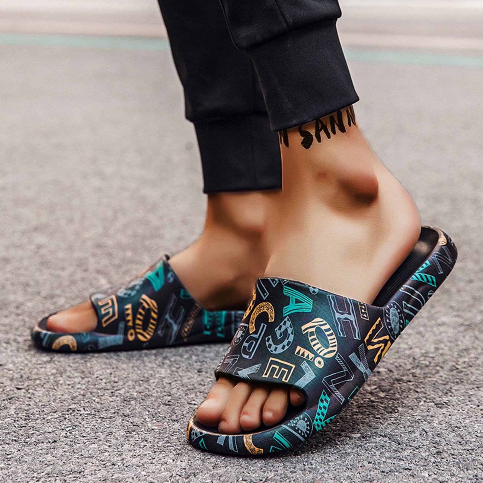 Gubotare Platform Slippers Shower Shoes Slide Cloud for Women and Men Bath Slipper Sandal Bathroom Pool Non Slip Quick Drying Black 9