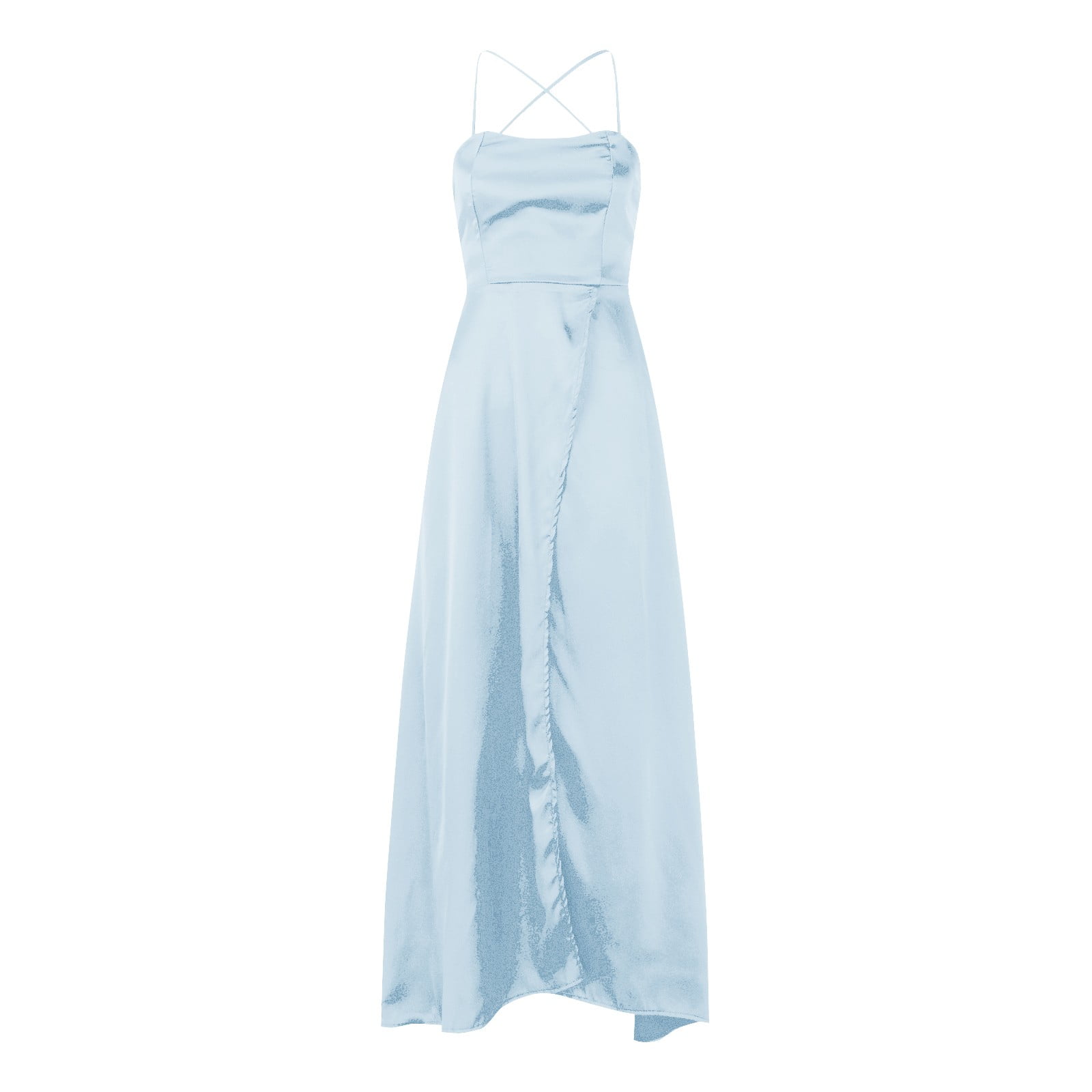 Gubotare Plus Size Formal Dresses Women Elegant Sleeveless Dresses Satin  Dresses Maxi Dress (Light Blue,L) - Walmart.com