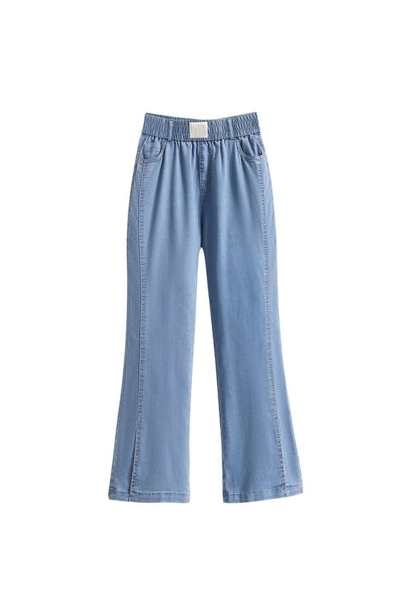 Plus Size Jeans Elastic Waist Women's High Waisted Jeans Stretch Jeans (Blue,3XL)