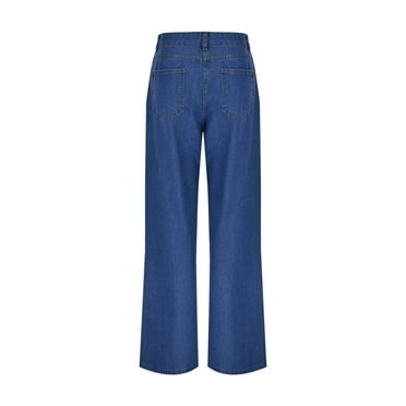Gubotare Plus Size Jeans Women's Stretch Pull-On Bootcut Jeans (Dark Blue,S)