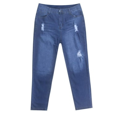 Gubotare Plus Size Jeans for Women Women's Mid Rise Performance Waist Denim Bell Bottom Plus Size Pants (Blue,M)