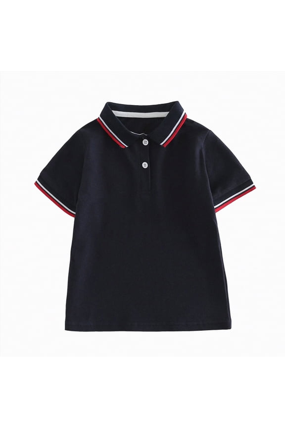 Polo Shirt Boys Boys Short Sleeve Polo Shirt Kids Collared School Uniform Shirts Size 15-16 (Navy,15-16 Years)