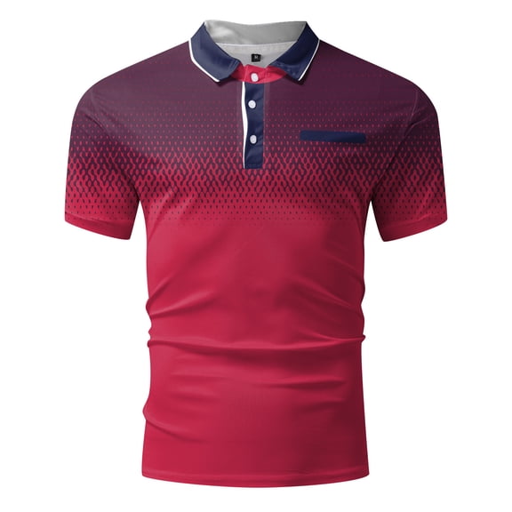 Gubotare Polo Shirt Mens Quarter-Zip V Neck Polo Shirts Slim Fit Short Sleeve T-Shirt Henley Shirt,Red XL
