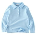 thumbnail image 1 of Gubotare Polo Shirts for Boys Toddler Girls' Long Sleeve Polo Shirt School Uniform Interlock Polo Shirt with Picot Collar, Button Closure Size 12 18 Months (Sky Blue,12-18 Months), 1 of 6