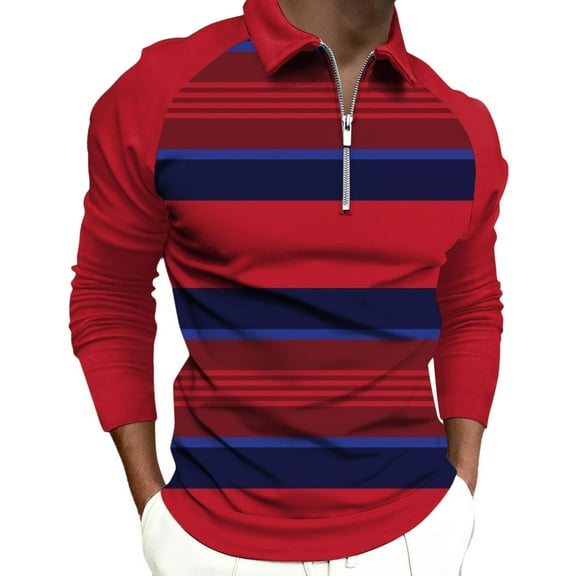 Gubotare Polo T Shirts for Men Mens Polos Shirts Men's Long Sleeve Polo Shirts Casual Basic Designed Shirts (Red,XXL)