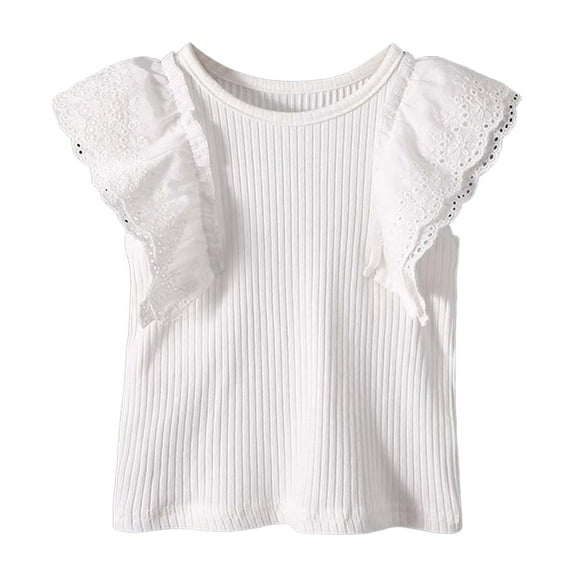 Gubotare Preppy Girls Clothes Toddler Baby Girl Top Basic Fashion T-Shirt Blouse Casual Clothes Size 12T 13T (White,12-13 Years)
