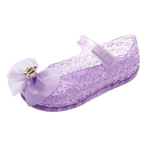 Gubotare Princess Shoes for Girl Jelly Sandals for Girls Kids Toddler Princess Dress Up Flat Colorful Mary Jane Shoes Rainbow Summer Casual Sandal Size 11 (Purple,Little Kids 11)