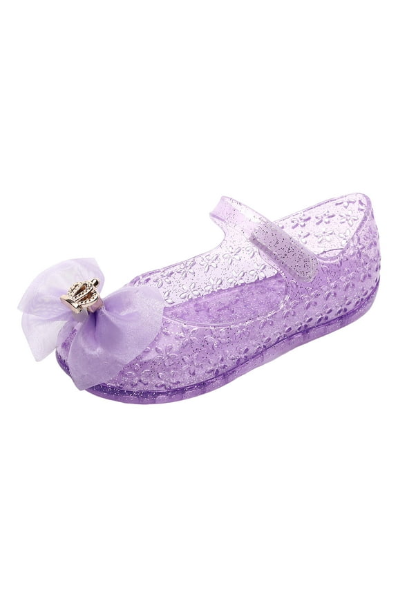 Princess Shoes for Girl Jelly Sandals for Girls Kids Toddler Princess Dress Up Flat Colorful Mary Jane Shoes Rainbow Summer Casual Sandal Size 11 (Purple,Little Kids 11)