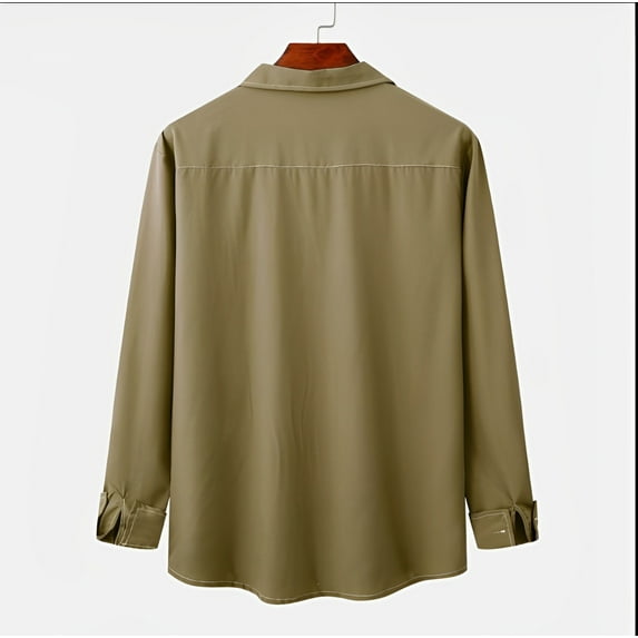 Gubotare Pro Club T Shirts For Men Men's Logger Twill Long Sleeve Workshirt,AG L