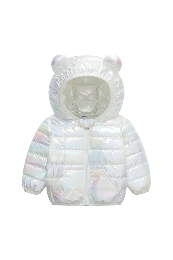 Puffer Jacket Boys Toddler Winter Jackets with Hooded Cotton Warm Lined Coat Baby Boys Girls Windproof Thick Outwear Clothes Size 6 12 Months (White,6-12 Months)