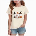thumbnail image 1 of Gubotare Pumpkin Shirt Kids Toddler Girls Halloween Shirts Ghost T-Shirt Spooky Season Pumpkin Short Sleeve Tees Fall Tops 3T 4T (Beige,3-4 Years), 1 of 6