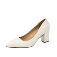 thumbnail image 1 of Gubotare Pumps Shoes Women Comfortable Closed Toe Wedges for Women, Heels for Women Comfortable High Heel Wedges Work Pumps Shoes for Dressy Spring Fall (White,7.5), 1 of 6