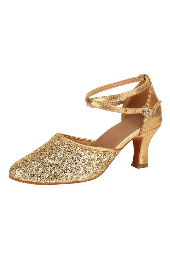 Pumps Shoes Women Women's Glitter Rhinestone Slingback Pumps Closed Toe Stiletto Heels Dress Shoes for Work and Party (Gold,7.5)