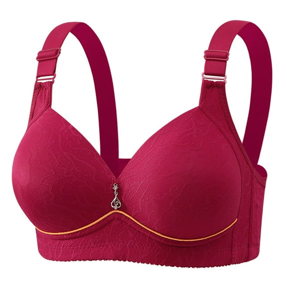 Gubotare Push Up Bras For Women Women's Front Closure Bras Racerback Wireless Plus Size Full Coverage Lace Bra (Watermelon Red,B)