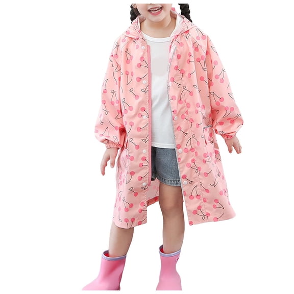Gubotare Rain Jacket Girls Rain Ponchos Raincoats for Kids, Reusable Boys Girls Rain Jackets with Hood Travel Outdoor 2T 3T 4T 5T 6T 7T (Pink,4-5 Years)