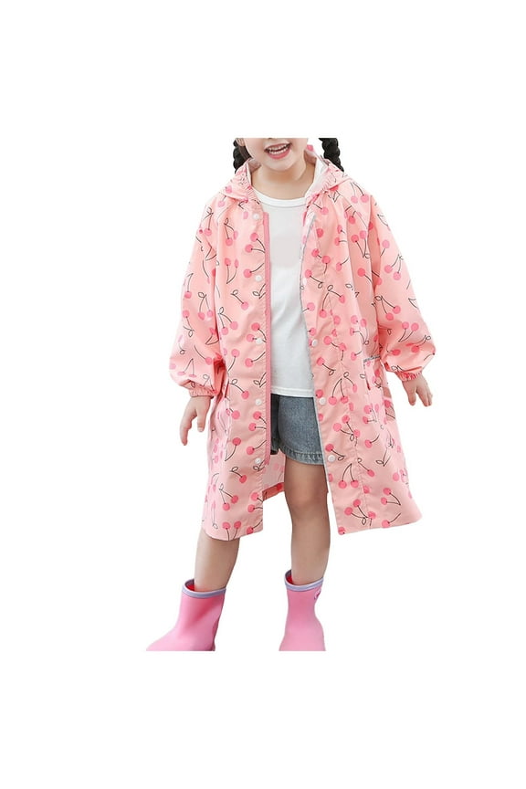 Rain Jacket Girls Rain Ponchos Raincoats for Kids, Reusable Boys Girls Rain Jackets with Hood Travel Outdoor 2T 3T 4T 5T 6T 7T (Pink,4-5 Years)