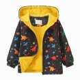 thumbnail image 1 of Gubotare Raincoat for Boys Toddler Boys Dinosaur Print Fleece Hooded Full-Zip Jacket 2-10 Years (Black,5-6 Years), 1 of 9