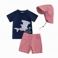 thumbnail image 1 of Gubotare Rash Guard for Boys Set Baby Boy 3 Pieces Swimsuit Quick Dry Swim Trunks Set Toddler Rash Guard Sets Beach Suits Swimwear with Sun Hat 3 6 Months (Red,3-6 Months), 1 of 6