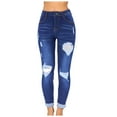 thumbnail image 1 of Gubotare Ripped Jeans Womens Jeans High Waisted Stretchy Ripped Distressed Tummy Control Straight Ankle Jean for Women Trendy 2025 (Dark Blue,Size XL), 1 of 7