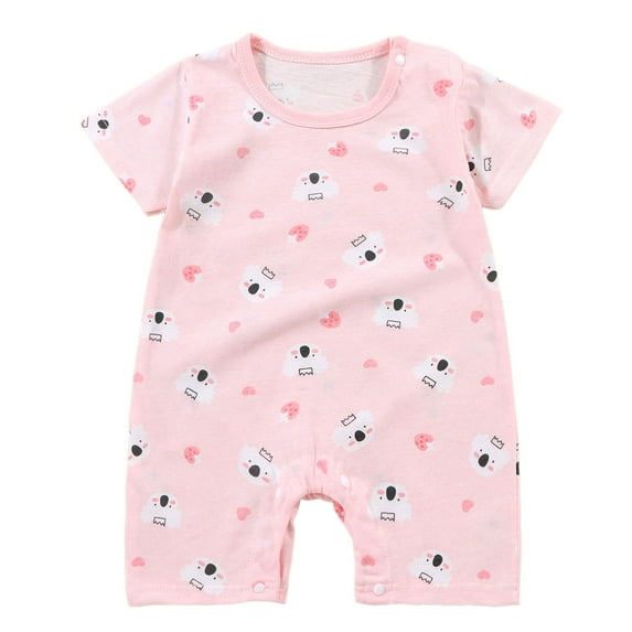 Gubotare Romper for Boys Baby Baby Boys Short Sleeve Rompers One-piece Coverall Set Size 18-24 Months (Light Pink,18-24 Months)
