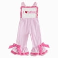 thumbnail image 1 of Gubotare Rompers for Girls Boho Toddler Girls Sleeveless Jumpsuits Strap Romper Clothes Long Pants with Pockets 2T 3T (Red,2-3 Years), 1 of 7