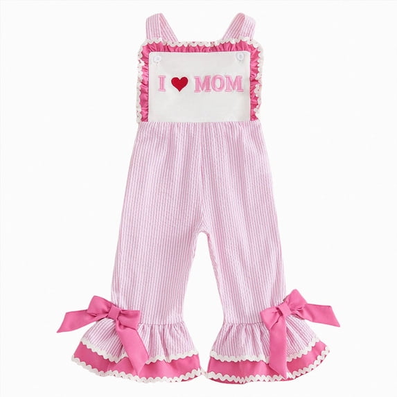 Gubotare Rompers for Girls Boho Toddler Girls Sleeveless Jumpsuits Strap Romper Clothes Long Pants with Pockets 2T 3T (Red,2-3 Years)